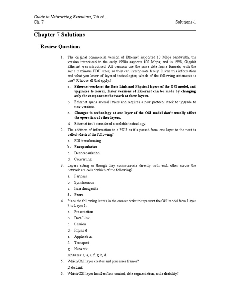 Solution Work Essential Guide Ch 07 Osi Model Puter Work