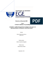 Análisis Del Papel de La Tecnología Como Apoyo A La Educación Formal y No Formal de Carácter Presencial