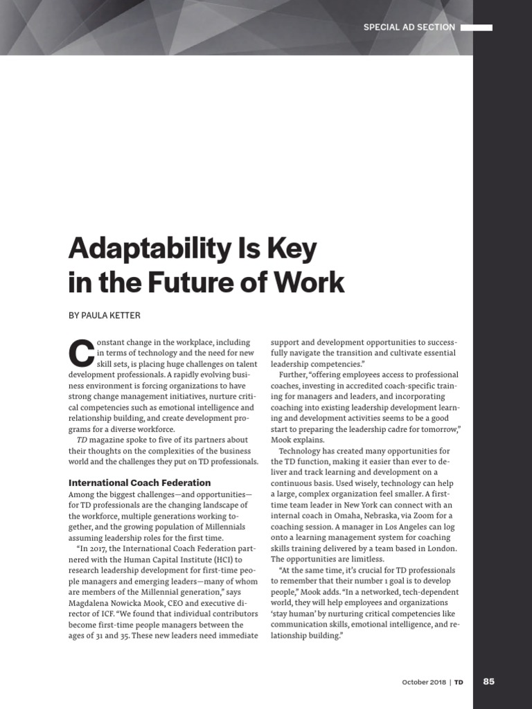 Adaptability Is Key in The Future of Work PDF | PDF | Leadership ...