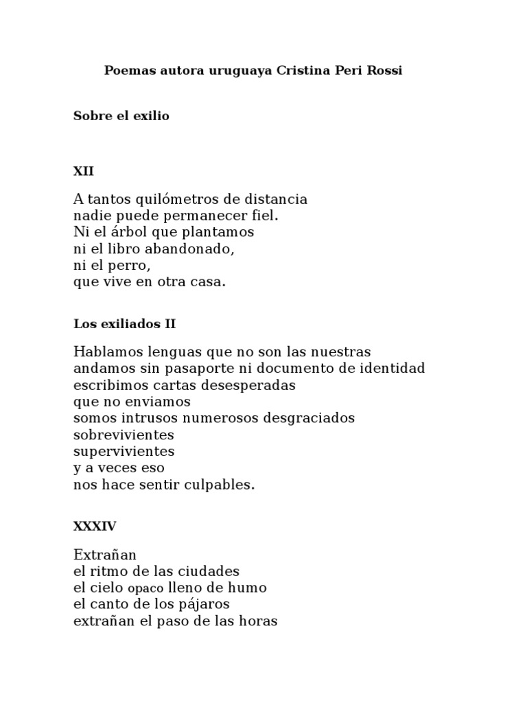 Poemas Cristina Peri Rossi PDF Amor Naturaleza