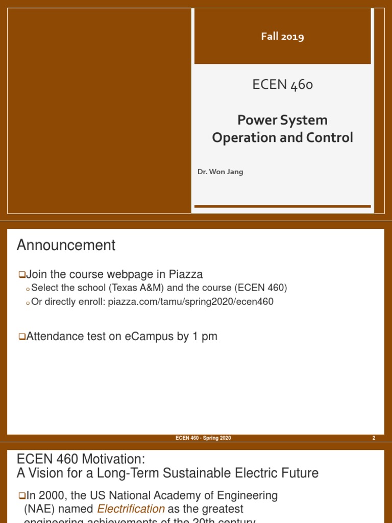 ECEN 460: Power System Operation and Control | PDF | Electric Power ...