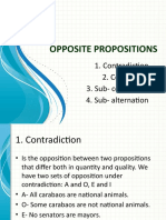 Opposite Propositions: 1. Contradiction 2. Contrariety 3. Sub-Contrariety 4. Sub - Alternation