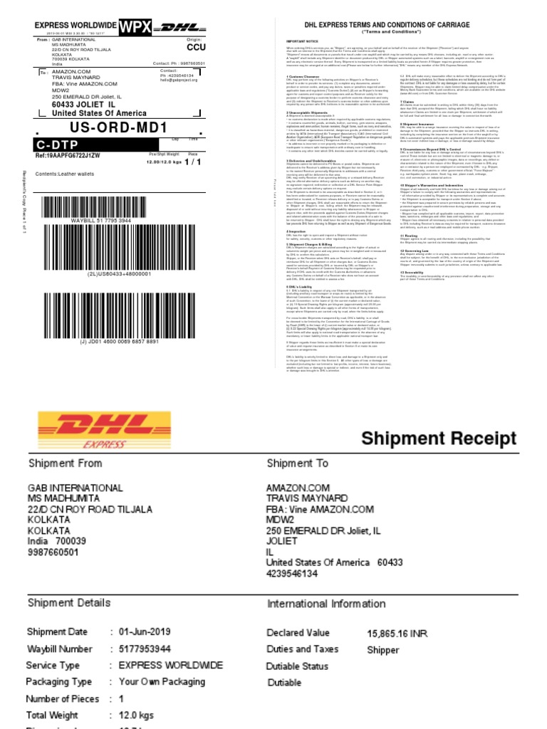 DHL Express Shipment Terms & Conditions | PDF | Customs | Dangerous Goods
