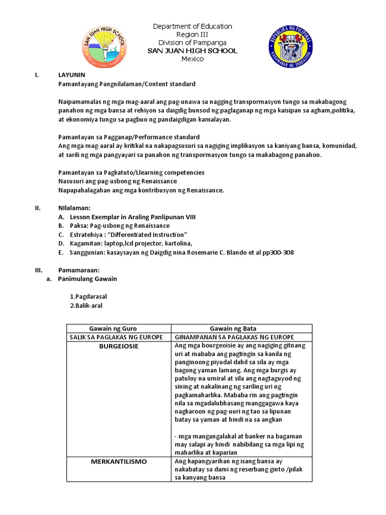 Lesson Plan For Demo Teaching | PDF