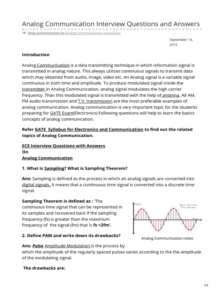 Blog Oureducation.inAnalog Communication Interview Questions and