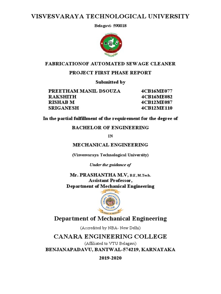 BATCH 5 REPORT1 8th Sem Mechanical Engineering Vtu PDF Wastewater