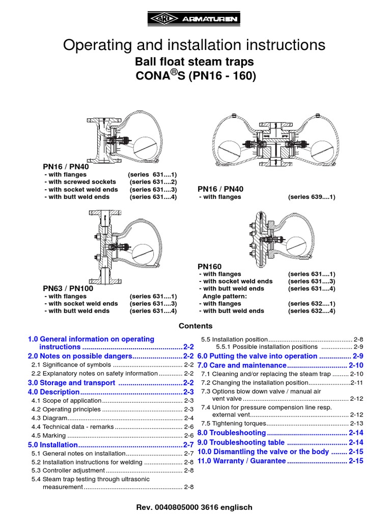 ARI ARMATUREN - Ball Float Steam Trap CONA | PDF | Valve | Safety