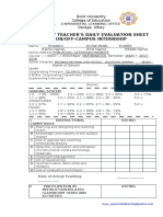 Student Teacher'S Daily Evaluation Sheet On/Off-Campus Internship