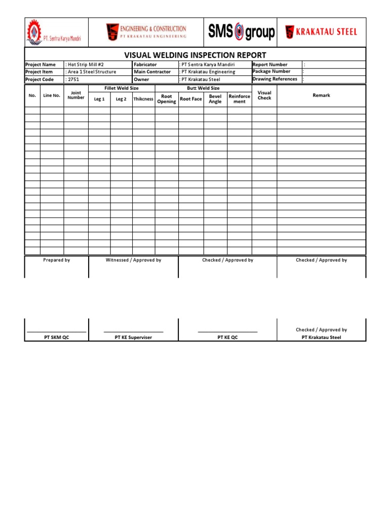 Visual Welding Inspection Report | PDF