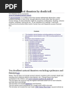 List of Natural Disasters by Death Toll: Ten Deadliest Natural Disasters Excluding Epidemics and Famines