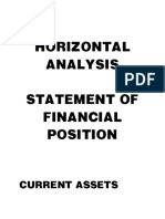 Horizontal Analysis Statement of Financial Position: Current Assets
