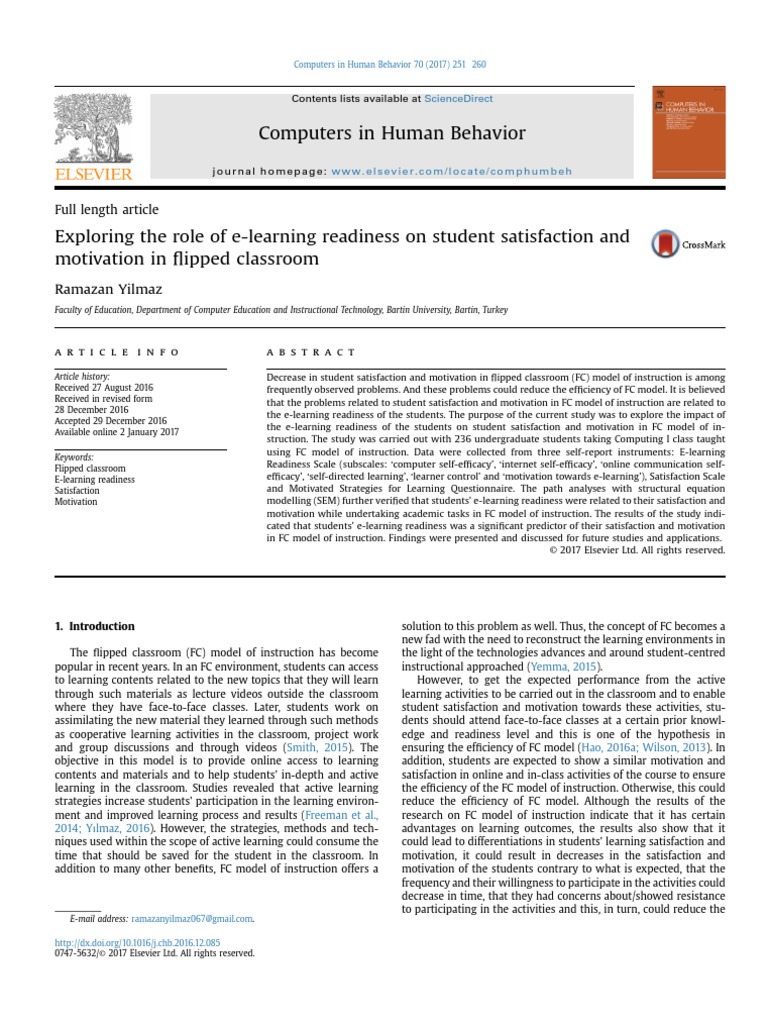 Computers in Human Behavior: Ramazan Yilmaz | PDF | Educational ...