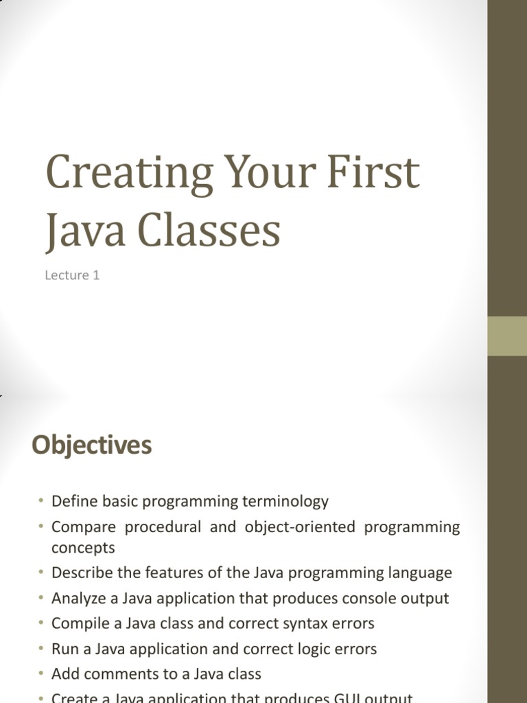 Creating Your First Java Classes | PDF | Computer Programming | Java ...