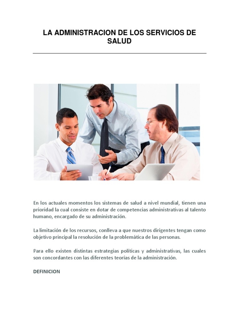 La Administración de Los Servicios de Salud PDF PDF Sistema de