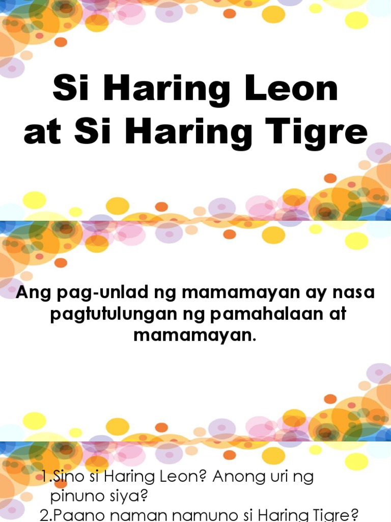 Paksa Haring Leon Tigre. Talata | PDF