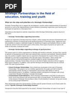 Strategic Partnerships in The Field of Education, Training and Youth