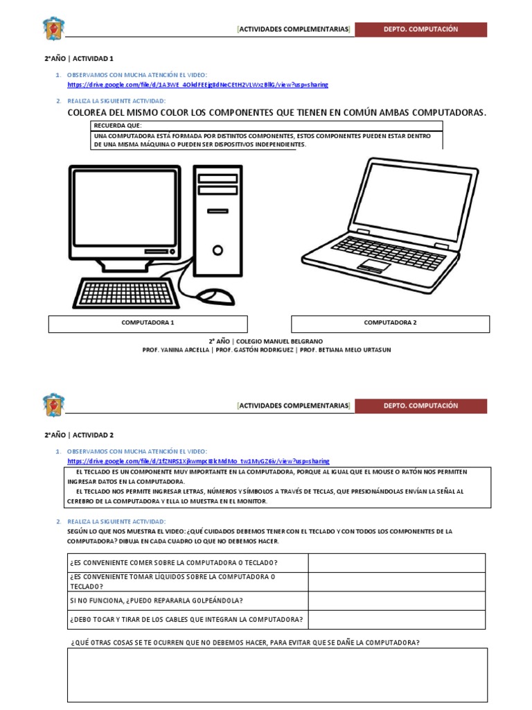 Actividades de Computación para 2° Grado | PDF | Hardware de la ...