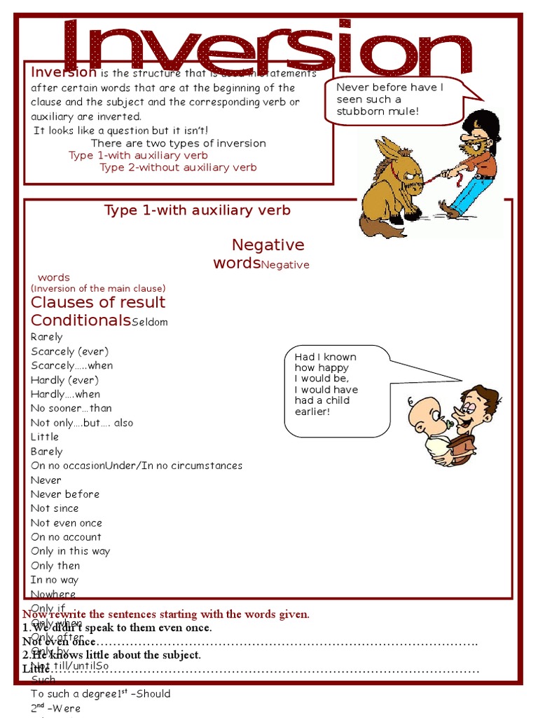 Inversion Structures in English Grammar | PDF | Language Mechanics ...