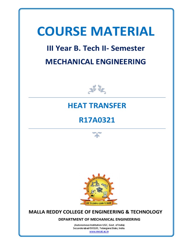 Heat Transfer Course Material Overview | PDF | Heat Transfer | Thermal ...
