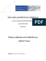Poluarea Și Protecția Mediului: Conversie Profesională, Educație Tehnologică Anul I (2019-2020) Semestrul I