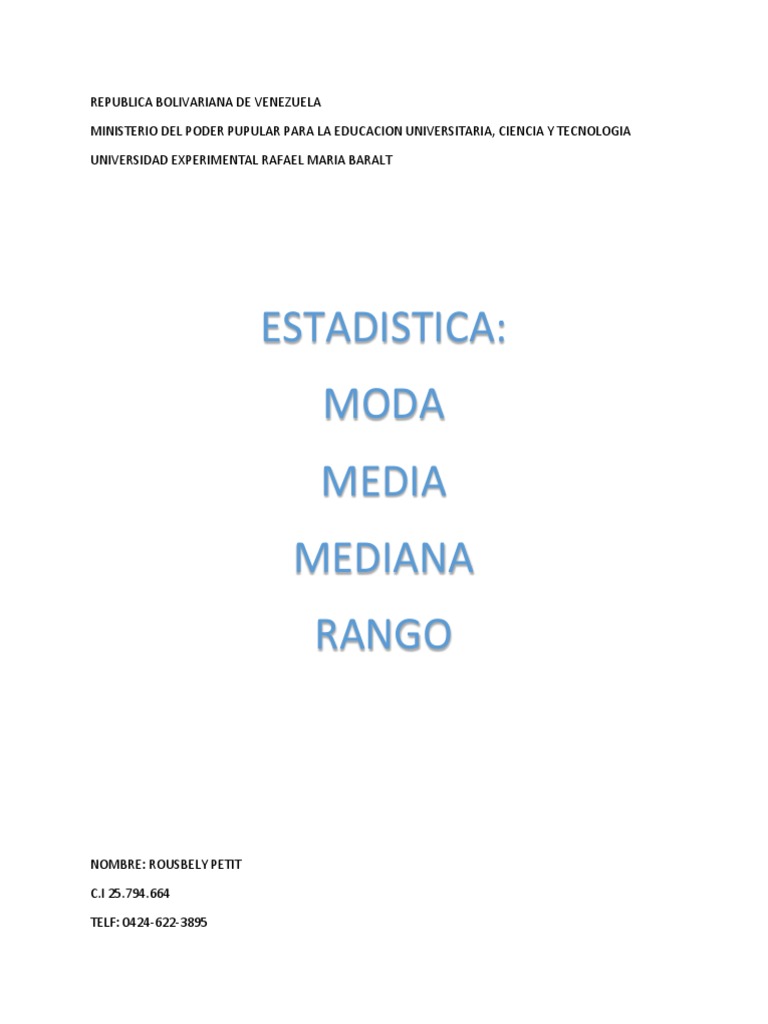 Moda, Media y Rango en Estadística | PDF | Mediana | Estadísticas