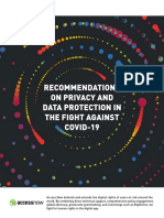 Recommendations On Privacy and Data Protection in The Fight Against COVID-19