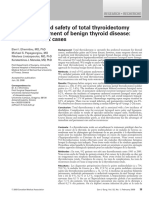 The Efficacy and Safety of Total Thyroidectomy in The Management of Benign Thyroid Disease: A Review of 932 Cases