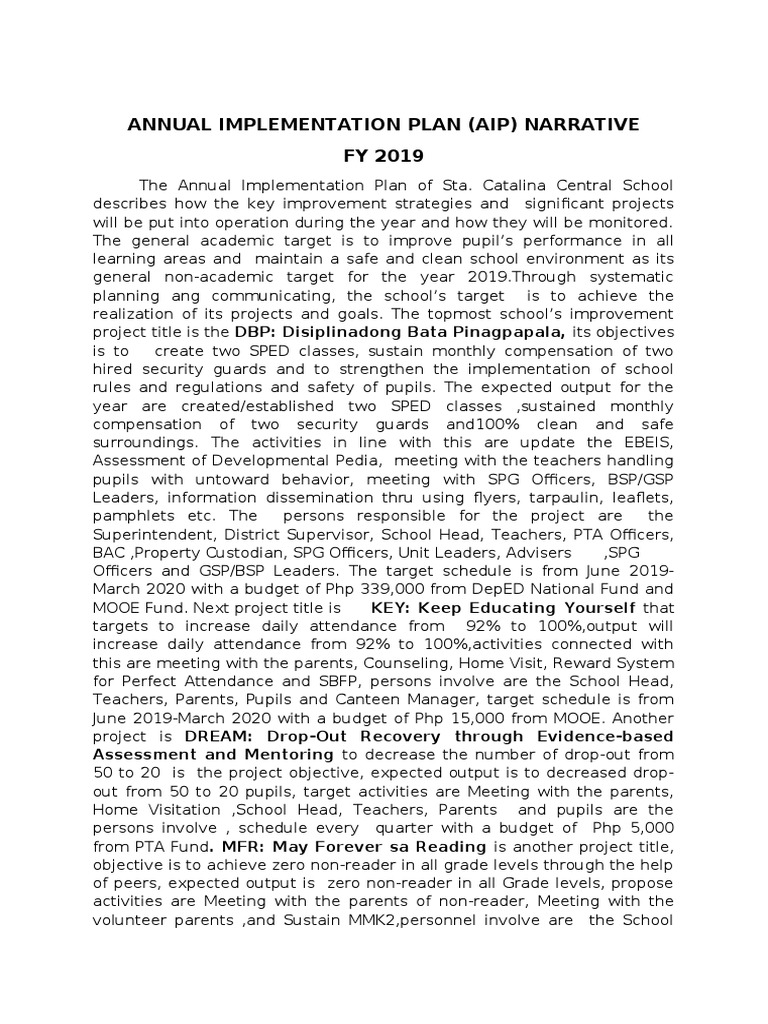 Annual Implementation Plan 2019 | PDF | Malnutrition | Behavior ...