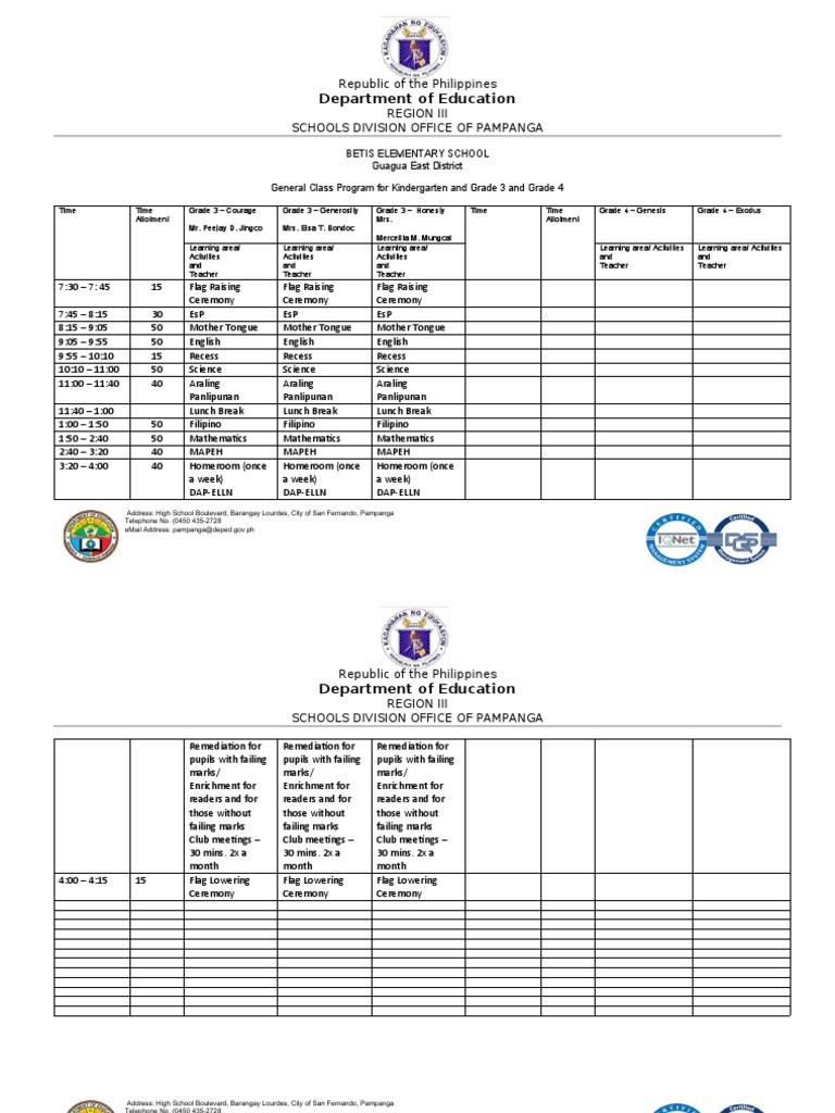 Department of Education: Republic of The Philippines Region Iii Schools ...