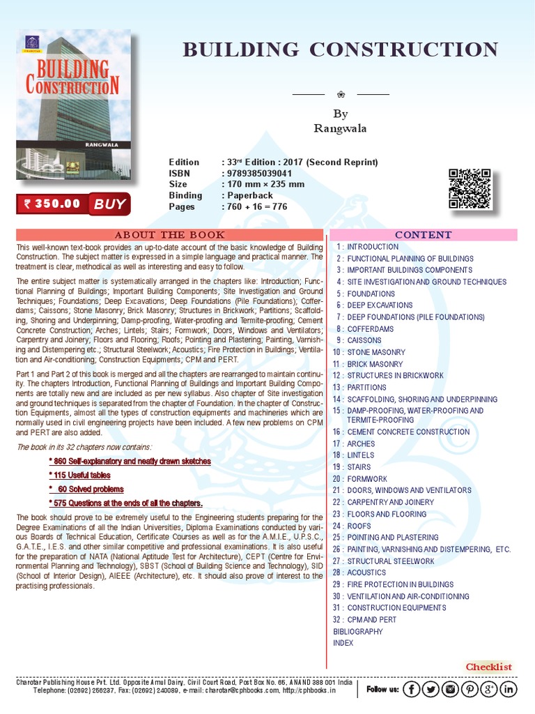 Building Construction by Rangwala PDF Deep Foundation Masonry