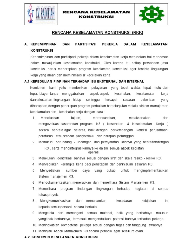 Rencana Keselamatan Konstruksi RK K | PDF