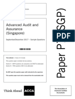 Advanced Audit and Assurance (Singapore) : September/December 2017 - Sample Questions