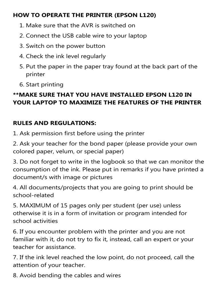 How To Operate The Printer | PDF
