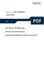 Physics Jun 2010 Mark Scheme Unit 6