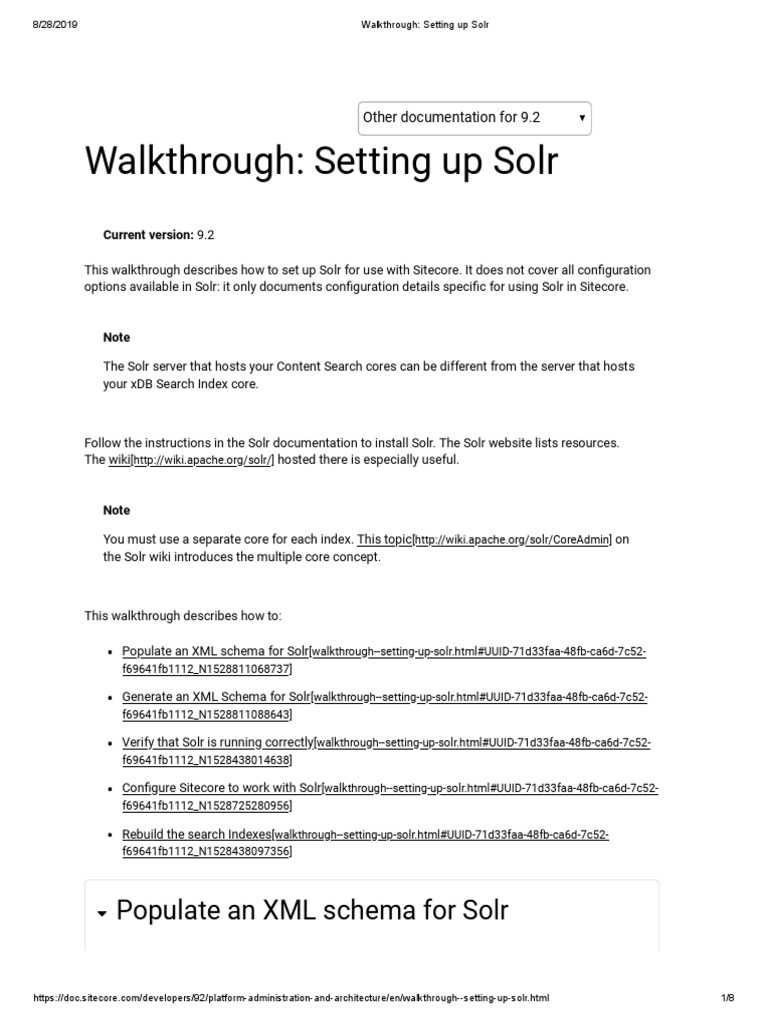 Walkthrough - Setting Up Solr - 9.2 PDF | PDF | Apache Solr | Xml Schema