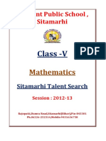 Class V Maths Sitamarhi Talent Search 2013 - 1 PDF