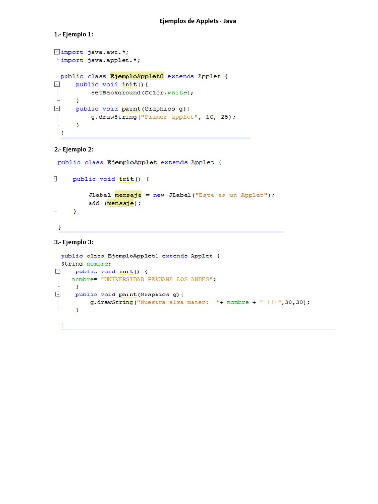 Ejemplos de Applets en Java | PDF | Informática