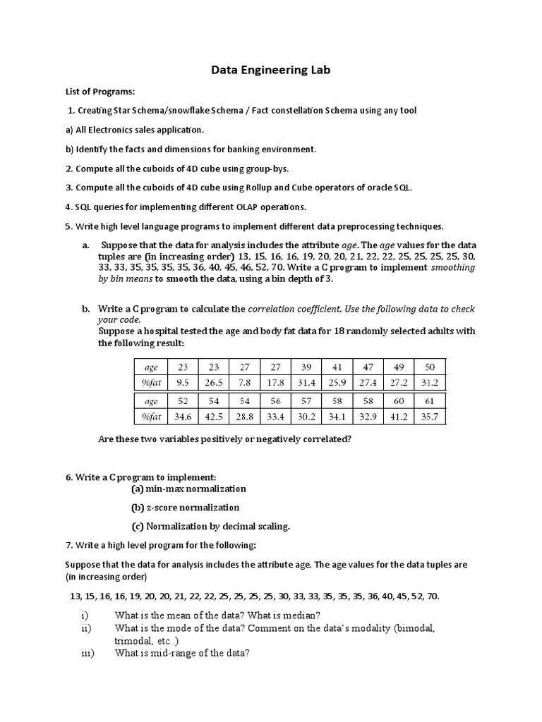 Data Engineering Lab: List of Programs | PDF | Information Retrieval ...