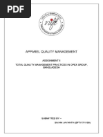 Apparel Quality Management: Assignment Ii Total Quality Management Practices in Opex Group, Bangladesh