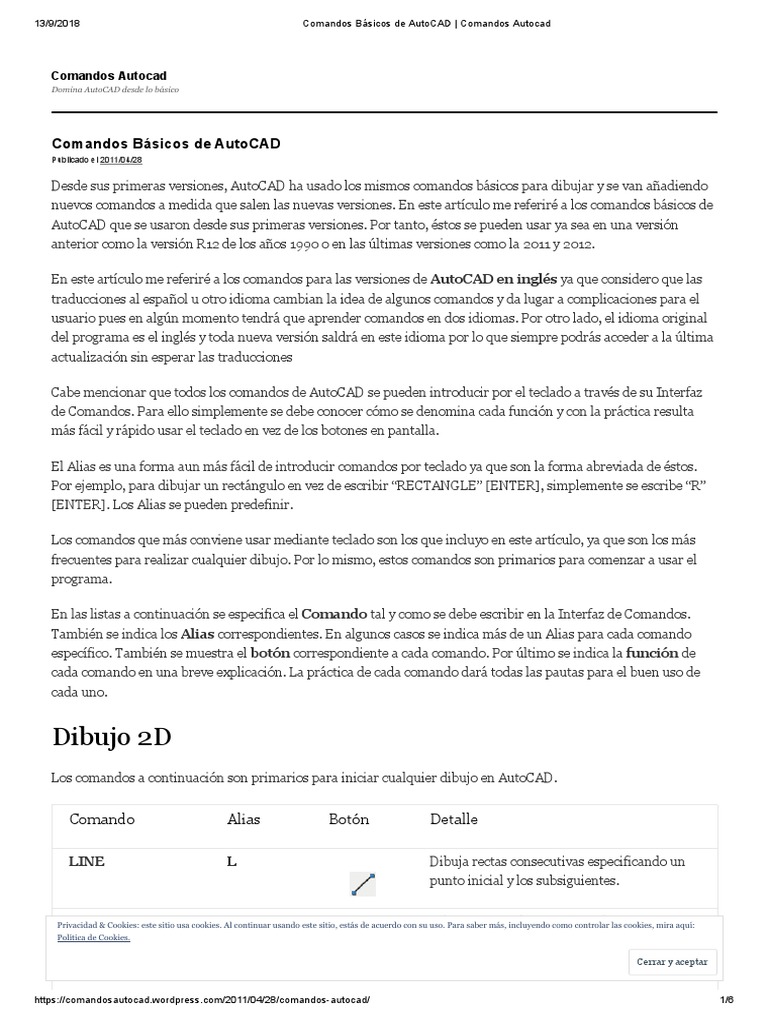 Comandos Básicos de AutoCAD - Comandos Autocad PDF | PDF | Ventana ...