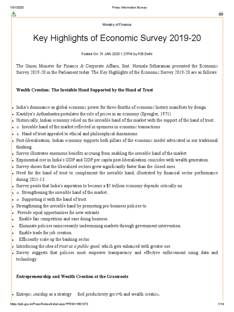 Economic Survey Report 2019-20 | PDF | Economic Growth | Inflation