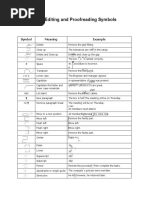 Copy Editing and Proofreading Symbols: Symbol Meaning Example
