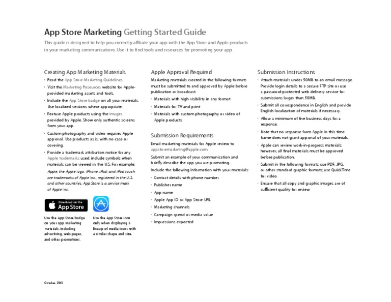App Store Marketing Getting Started Guide App Store I Os Apple Inc