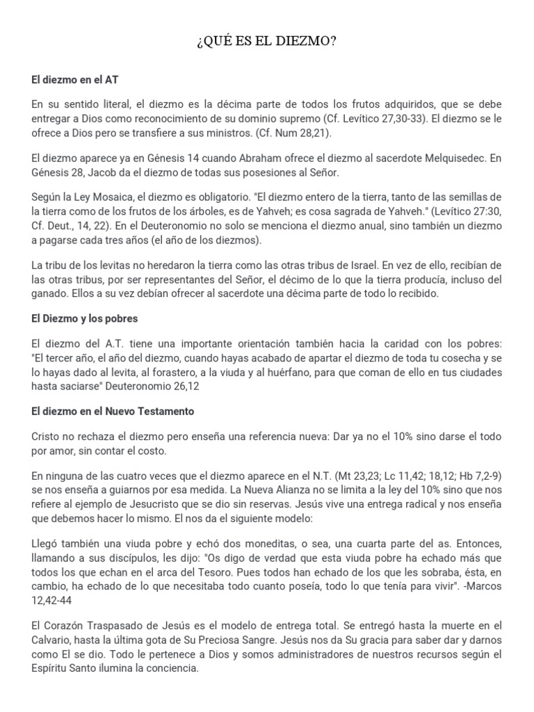 Qué Es El Diezmo | PDF | Diezmo | Iglesia Católica