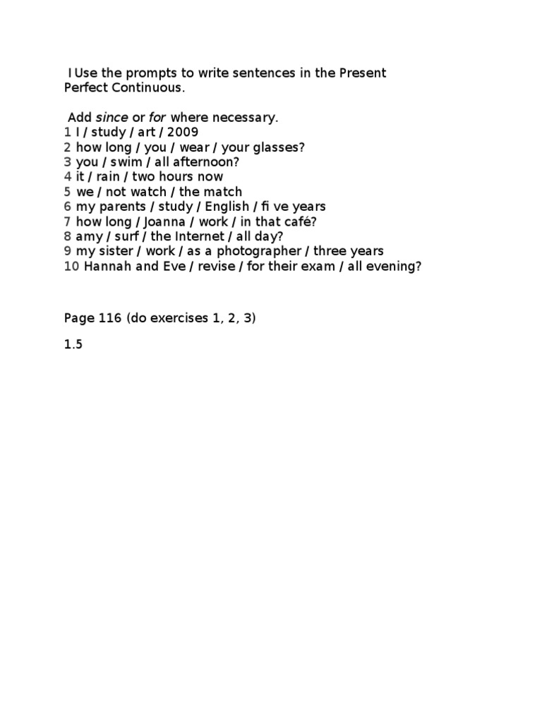 Use The Prompts To Write Sentences