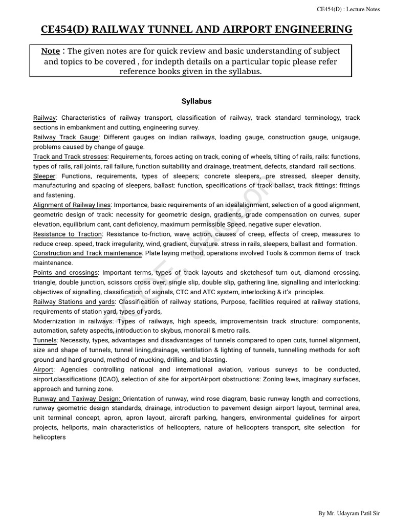 Railway Engineering Overview and Notes | PDF | Track (Rail Transport ...