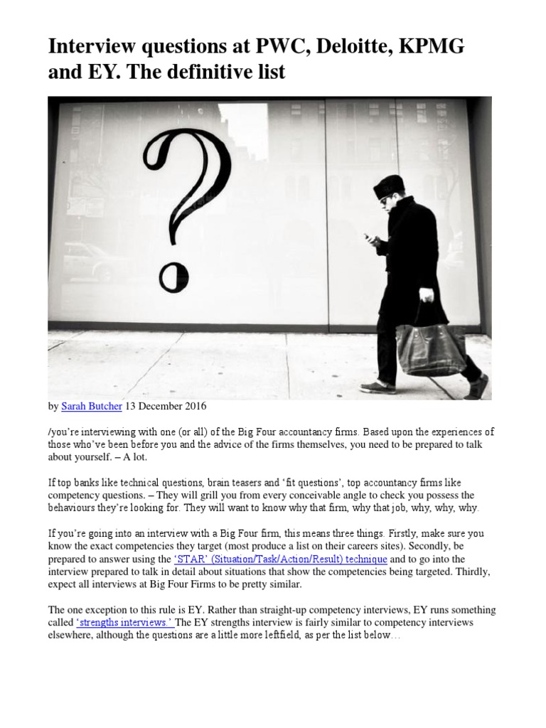 Big Four Interview Prep Guide | PDF | Pricewaterhouse Coopers ...