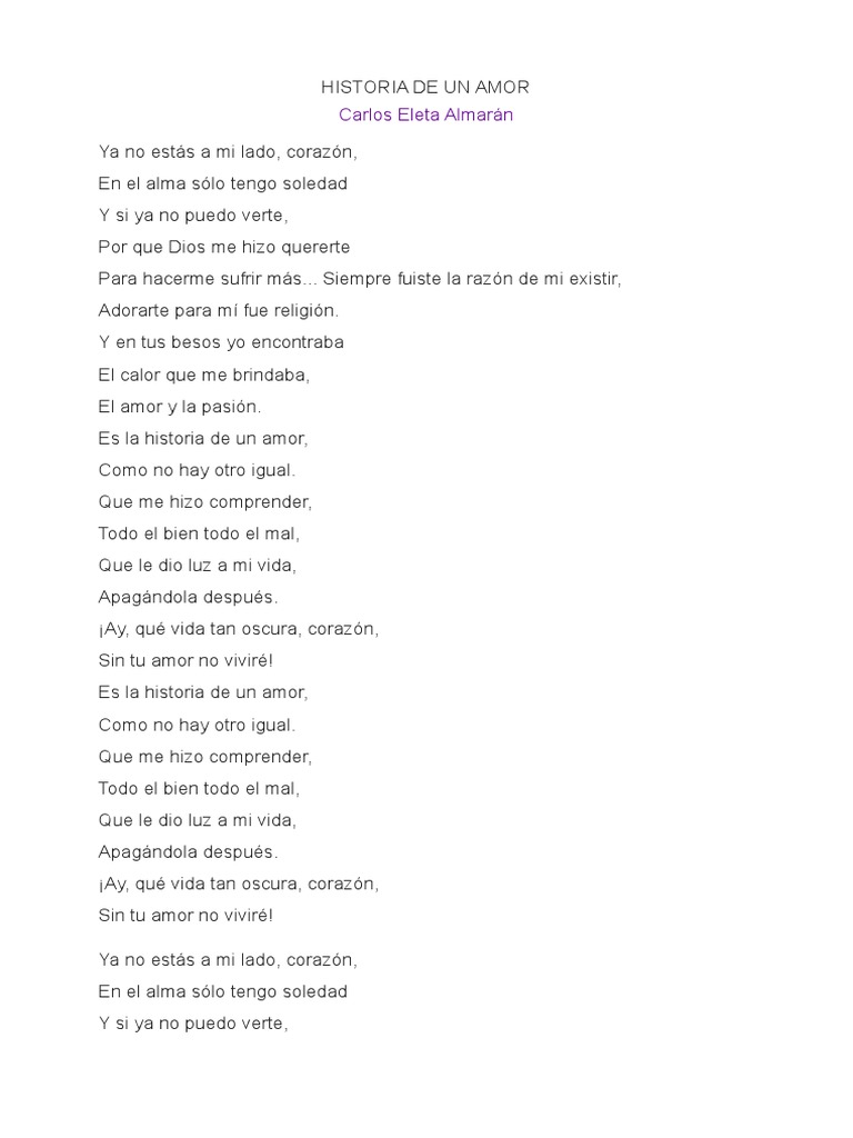 Letra Historia de Un Amor | PDF