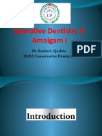 Operative Dentistry II Amalgam I: Dr. Rasha S. Qeshta M.D.S Conservative Dentistry