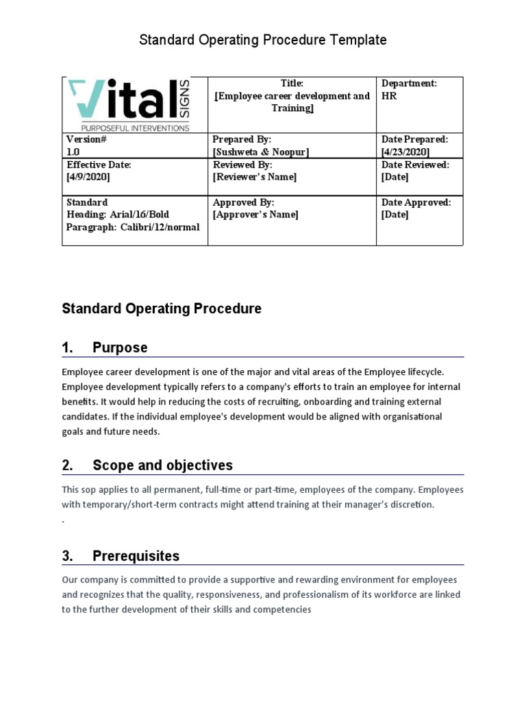 Employee Development SOP Template | PDF | Mentorship | Goal